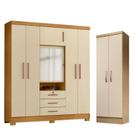 Guarda Roupa Casal Imperial e Armário Multiuso New Egito Carvalho Americano Off White - Incorplac