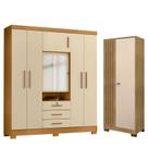 Guarda Roupa Casal Imperial e Armário Multiuso Versatile Carvalho Americano Off White - Incorplac