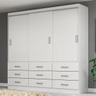 Guarda-Roupa Casal Isabela 3 Portas 9 Gavetas Branco - Evidência Móveis