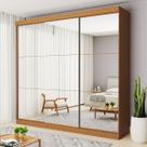 Guarda-Roupa Casal Isabela 3 Portas de Correr Espelhado 4 Gavetas Carvalho - Minastex