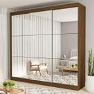 Guarda-Roupa Casal Isabela 3 Portas de Correr Espelhado 4 Gavetas Freijó - Minastex