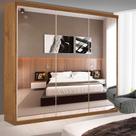 Guarda Roupa Casal Isabela Freijó 3 Portas de Correr e 9 Espelhos Minastex