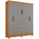 Guarda Roupa Casal J&A Móveis Brunela Munique 7 portas 2 gavetas com pés largura 156 cm Nature Cinza