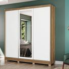 Guarda-Roupa Casal Kappesberg 3 Portas Reversiveis de Correr 3 Espelhos 2 Prateleiras Nogueira/Macadâmia