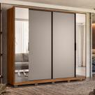 Guarda Roupa Casal Laredo Ambiente Nogueira Nude Prime TX Flex com Espelho e Pés Demóbile - Demartêz