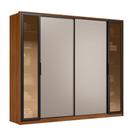Guarda Roupa Casal Laredo D44910k Nogueira Nude Tx Com Vidro Reflecta Demóbile - Demartêz