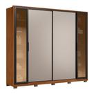 Guarda Roupa Casal Laredo D44910kpe Nogueira Nude Tx Com Vidro Reflecta E Pés Demóbile - Demartêz