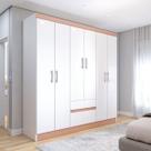 Guarda-Roupa Casal Las Vegas 6 Portas 2 Gavetas Branco/Camarim - Panorama Móveis