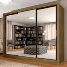 Guarda Roupa Casal Layla 3 Pts 03 Espelhos Boreal/ Preto- M. Arapongas