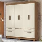 Guarda-Roupa Casal Leoni 8 Portas 4 Gavetas Jatoba/Areia - Pnr Móveis