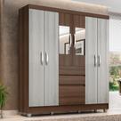 Guarda Roupa Casal Lia 6 Portas C/espelho Terraro/ Naturaly