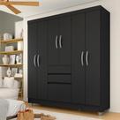 Guarda Roupa Casal Lia 7 Portas Preto Fosco - Moveis Arapongas