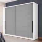 Guarda-Roupa Casal Lisboa 2 Portas 2 Gavetas Branco/Cinza - Politorno