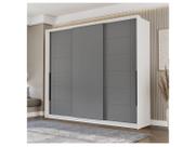 Guarda-Roupa Casal Lisboa 3 Portas 4 Gavetas Branco/Cinza - Politorno