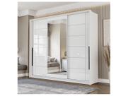 Guarda-Roupa Casal Lisboa 3 Portas 4 Gavetas com Espelho Branco - Politorno