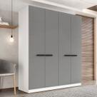 Guarda-Roupa Casal Lisboa 4 Portas 4 Gavetas Branco/Cinza - Politorno