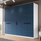 Guarda-Roupa Casal Lisboa 6 Portas 4 Gavetas Branco/Azul - Politorno