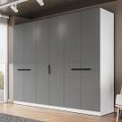 Guarda-Roupa Casal Lisboa 6 Portas 4 Gavetas Branco/Cinza - Politorno