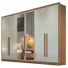 Guarda Roupa Casal Livorno 6 Portas 6 Gavetas Cumaru 25 Fendi com NIcho e Espelho Novo Horizonte
