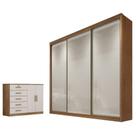 Guarda Roupa Casal Logan Com Nicho E Cômoda Seul Cumaru 25 Fendi - Novo Horizonte