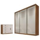 Guarda Roupa Casal Logan com Nicho e Cômoda Seul Cumaru 25 Fendi - Novo Horizonte