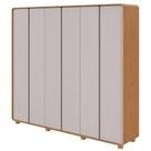 Guarda Roupa Casal Loop 6 Portas de Bater 6 Gavetas Amendoa Clean-off White