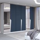 Guarda-Roupa Casal Luxe 2,42 Metros 6 Portas 4 Gavetas com Espelho Branco/Azul - Panorama Móveis