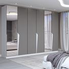 Guarda-Roupa Casal Luxe 2,42 Metros 6 Portas 4 Gavetas com Espelho Branco/Cinza - Panorama Móveis