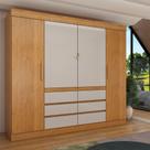 Guarda-Roupa Casal Luxúria 4 Portas 6 Gavetas Cinamomo/Off White - Panorama Móveis