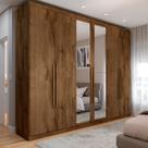 Guarda-Roupa Casal Madalena 6 Portas 4 Gavetas 100% Mdf com Espelho Brauna - Panorama Móveis