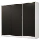 Guarda Roupa Casal Madesa 3 Portas de Correr Branco e Preto