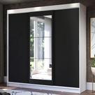 Guarda-Roupa Casal Madesa Istambul 3 Portas de Correr com Espelho 3 Gavetas - Branco/Preto