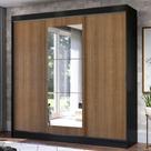 Guarda-Roupa Casal Madesa Istambul 3 Portas de Correr com Espelho 3 Gavetas - Preto/Rustic Guarda-Roupa Casal Madesa Istambul 3 Portas de Correr com Espelho 3 Gavetas - Preto/Rustic