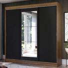 Guarda-Roupa Casal Madesa Istambul 3 Portas de Correr com Espelho 3 Gavetas - Rustic/Preto Guarda-Roupa Casal Madesa Istambul 3 Portas de Correr com Espelho 3 Gavetas - Rustic/Preto