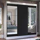 Guarda-Roupa Casal Madesa Istambul 3 Portas de Correr com Espelhos 3 Gavetas - Branco/Preto Guarda-Roupa Casal Madesa Istambul 3 Portas de Correr com Espelhos 3 Gavetas - Branco/Preto