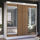 Guarda-Roupa Casal Madesa Istambul 3 Portas de Correr com Espelhos 3 Gavetas - Branco/Rustic Guarda-Roupa Casal Madesa Istambul 3 Portas de Correr com Espelhos 3 Gavetas - Branco/Rustic