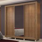 Guarda Roupa Casal Madesa Lyon Plus 3 Portas de Correr com Espelho 4 Gavetas com Pés