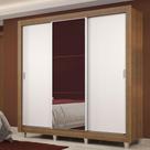 Guarda Roupa Casal Madesa Lyon Plus 3 Portas de Correr com Espelho 4 Gavetas com Pés