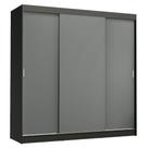 Guarda-roupa Casal Madesa Reno 3 Portas Correr Preto Cinza
