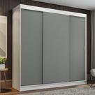 Guarda-Roupa Casal Madesa Reno 3 Portas de Correr - Branco/Cinza