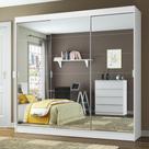 Guarda-roupa Casal Madesa Veneza 3 Portas De Correr De Espelhos Branco
