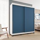 Guarda-Roupa Casal Madri 2 Portas 2 Gavetas Azul/Branco - Politorno