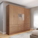 Guarda-Roupa Casal Madri 6 Portas 9 Gavetas com Espelho Cinamomo - Panorama Móveis