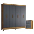 Guarda Roupa Casal Marajó e Cômoda MS913 Freijó Cinza Moval Guarda Roupa Casal Marajó e Cômoda MS913 Freijó Cinza Moval