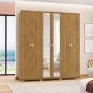 Guarda Roupa Casal Marlin 6 Portas de Bater 2 com Espelhos 4 Gavetas com Nichos MDF Nature G98 - Gran Belo