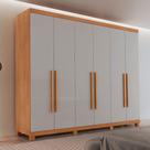 Guarda Roupa Casal Maya 100 MDF 6 Portas e 6 Gavetas com pés Moderna Mobília Guarda Roupa Casal Maya 100 MDF 6 Portas e 6 Gavetas com pés Moderna Mobília