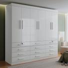 Guarda Roupa Casal MDF 6 Portas 12 Gavetas Marselha Plus Branco