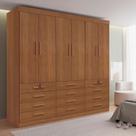 Guarda Roupa Casal MDF 6 Portas 12 Gavetas Marselha Plus Marrom/Cinamomo