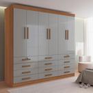 Guarda Roupa Casal MDF 6 Portas 12 Gavetas Marselha Plus Marrom/Cinamomo/Off White