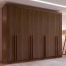 Guarda-Roupa Casal MDF 8 Portas Ripado Império Marrom/Castanho
